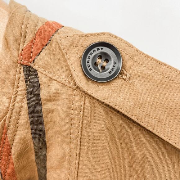 Burberry Dress Shirt Plaid Classic Nova Check Tan Brown US 2 Summer Print Black - Picture 11 of 14